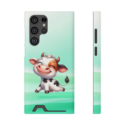 EnchantGuard Phone Case with Card Holder: Style Meets Functionality - Cow