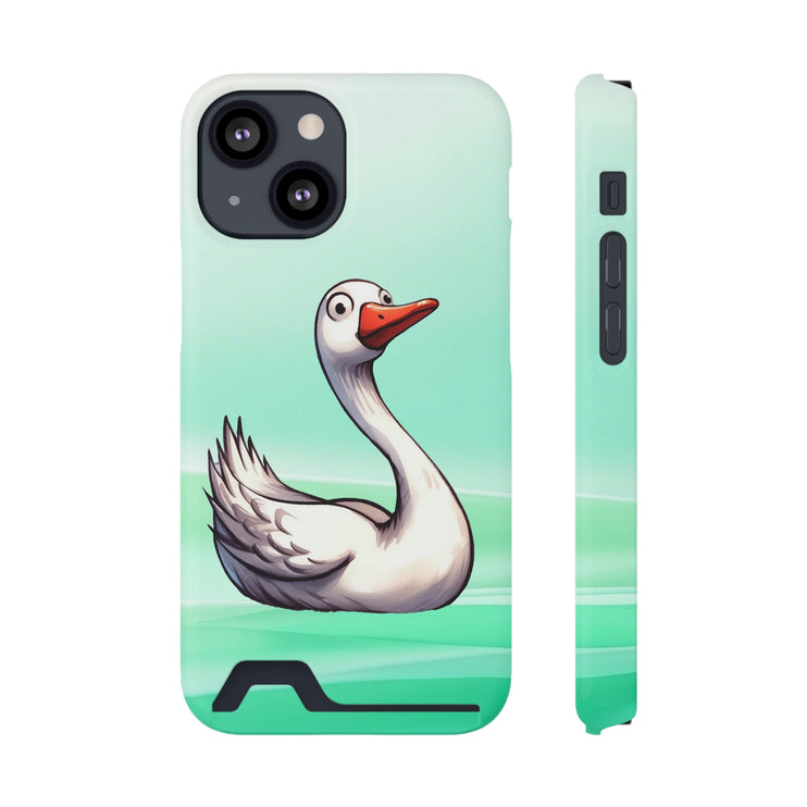 EnchantGuard Phone Case with Card Holder: Style Meets Functionality - Swan