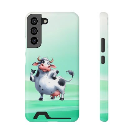 EnchantGuard Phone Case with Card Holder: Style Meets Functionality - Cow