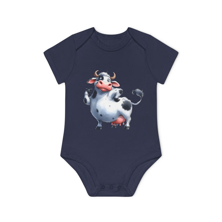 SnuggleNest Organic Baby Bodysuit (Short Sleeves) Cow