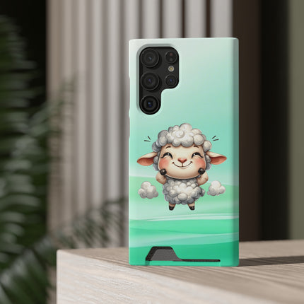 EnchantGuard Phone Case with Card Holder: Style Meets Functionality - Sheep