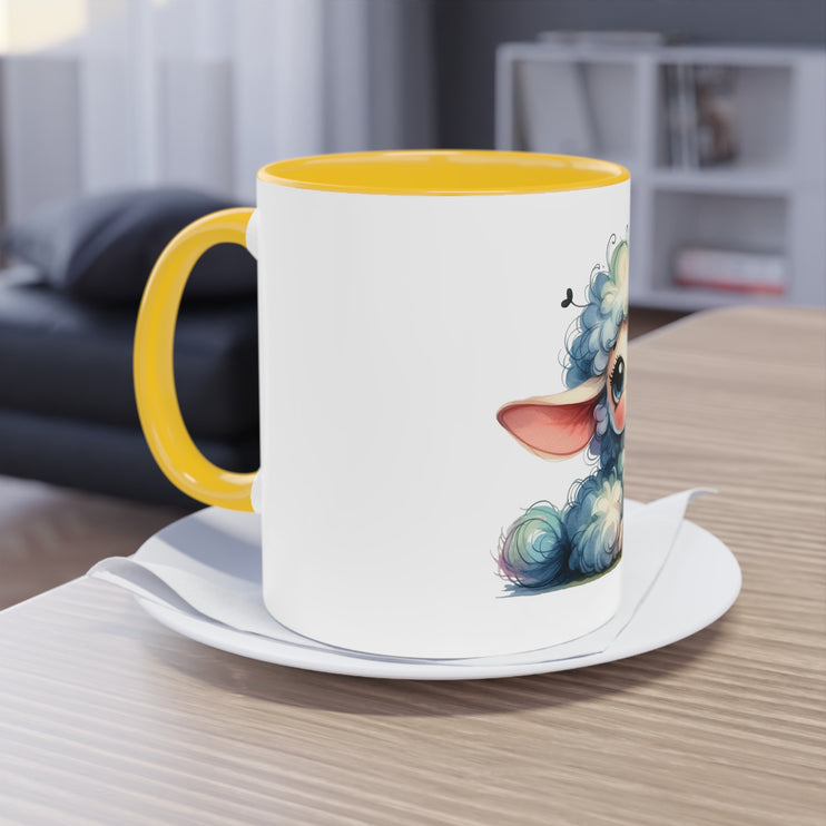 Harmony Two-Tone Coffee Mug: Sip in Style, Revel in Comfort - Sheep