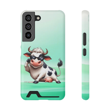 EnchantGuard Phone Case with Card Holder: Style Meets Functionality - Cow