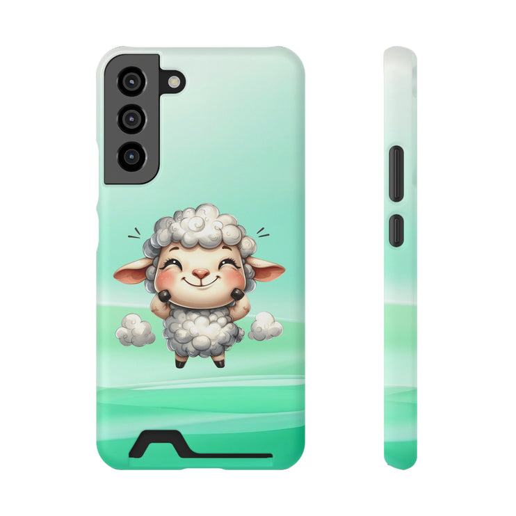 EnchantGuard Phone Case with Card Holder: Style Meets Functionality - Sheep