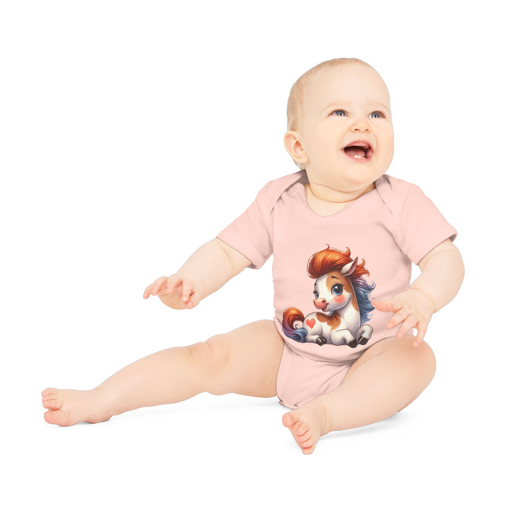 SnuggleNest Organic Baby Bodysuit (Short Sleeves) Horse