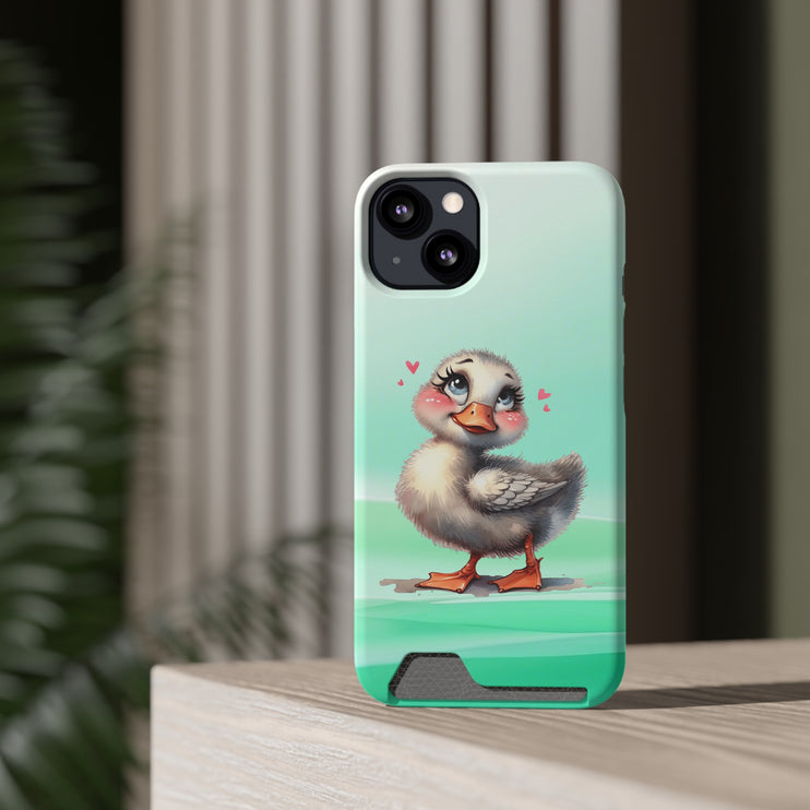 EnchantGuard Phone Case with Card Holder: Style Meets Functionality - Duck