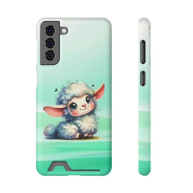 EnchantGuard Phone Case with Card Holder: Style Meets Functionality - Sheep