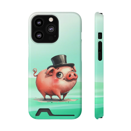 EnchantGuard Phone Case with Card Holder: Style Meets Functionality - Pig