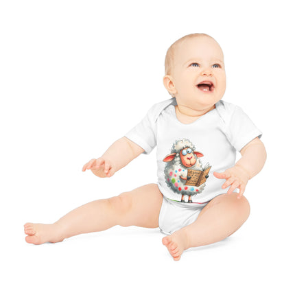 SnuggleNest Organic Baby Bodysuit (Short Sleeves) Sheep