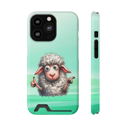 EnchantGuard Phone Case with Card Holder: Style Meets Functionality - Sheep