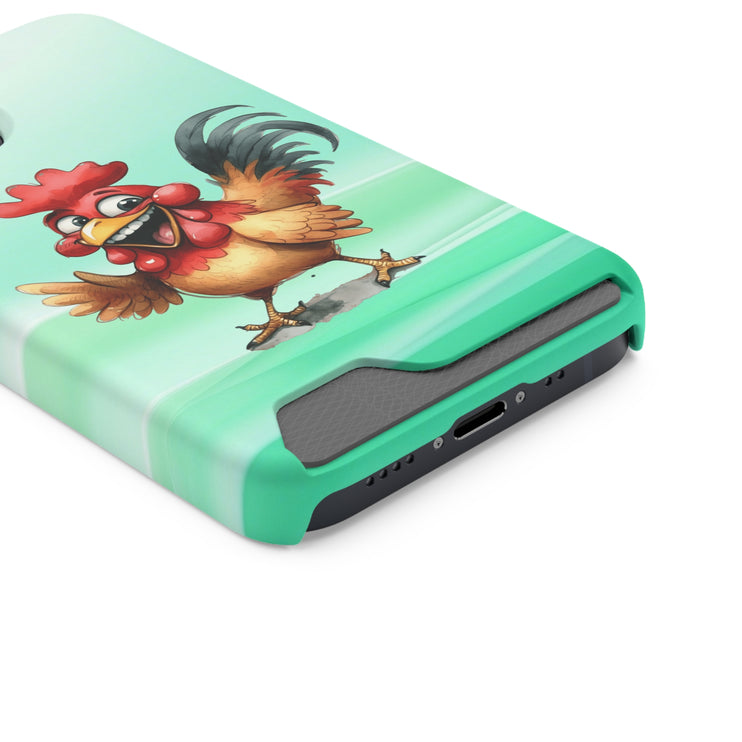 EnchantGuard Phone Case with Card Holder: Style Meets Functionality - Rooster