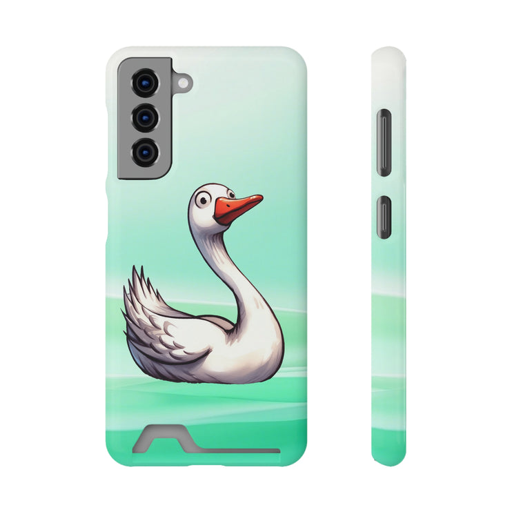 EnchantGuard Phone Case with Card Holder: Style Meets Functionality - Swan