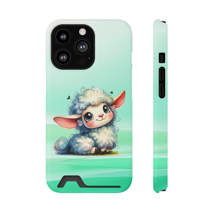 EnchantGuard Phone Case with Card Holder: Style Meets Functionality - Sheep