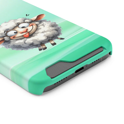 EnchantGuard Phone Case with Card Holder: Style Meets Functionality - Sheep