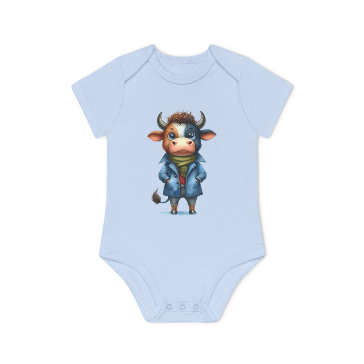 SnuggleNest Organic Baby Bodysuit (Short Sleeves) Cow