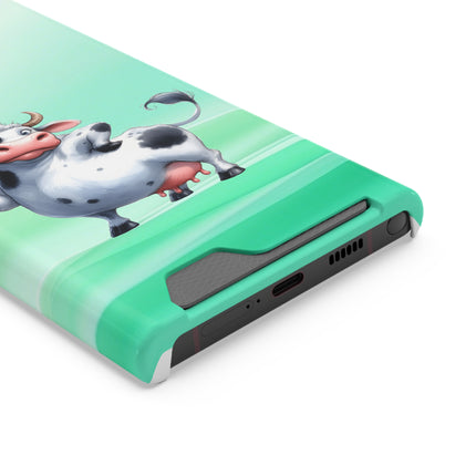 EnchantGuard Phone Case with Card Holder: Style Meets Functionality - Cow