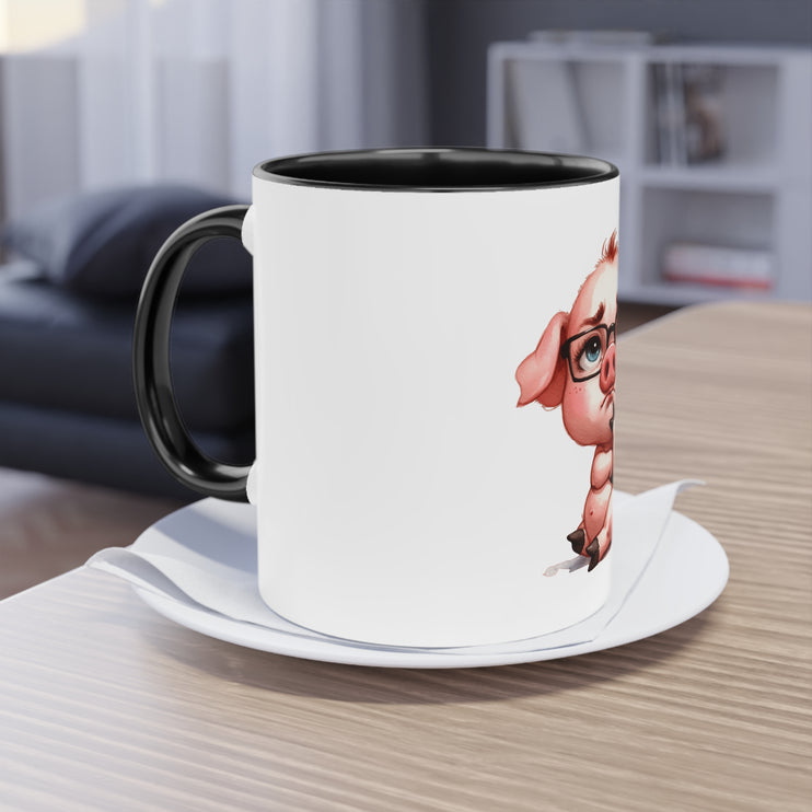 Harmony Two-Tone Coffee Mug: Sip in Style, Revel in Comfort - Pig