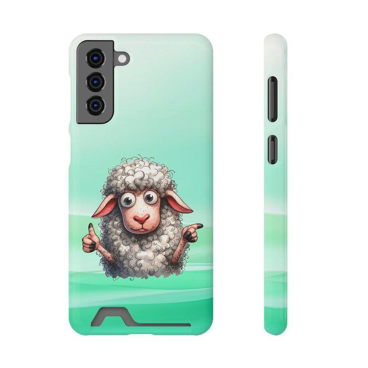 EnchantGuard Phone Case with Card Holder: Style Meets Functionality - Sheep