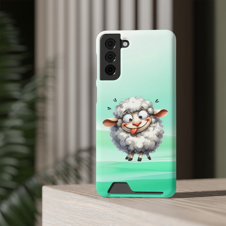 EnchantGuard Phone Case with Card Holder: Style Meets Functionality - Sheep