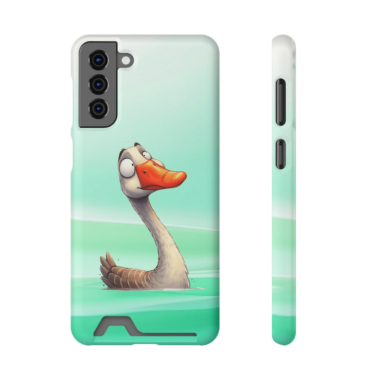 EnchantGuard Phone Case with Card Holder: Style Meets Functionality - Swan