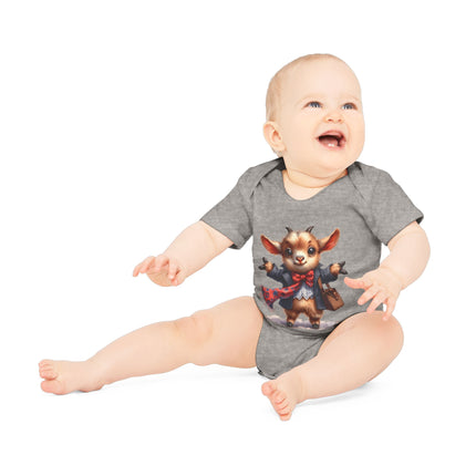 SnuggleNest Organic Baby Bodysuit (Short Sleeves) Goat