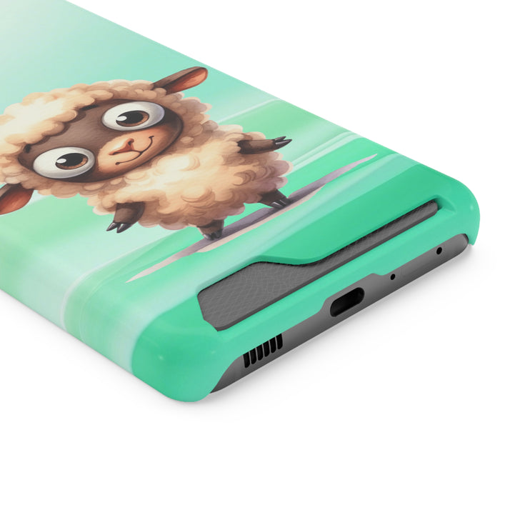 EnchantGuard Phone Case with Card Holder: Style Meets Functionality - Sheep