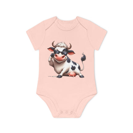 SnuggleNest Organic Baby Bodysuit (Short Sleeves) Cow