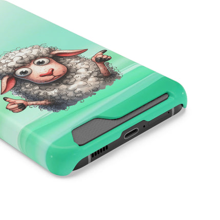 EnchantGuard Phone Case with Card Holder: Style Meets Functionality - Sheep