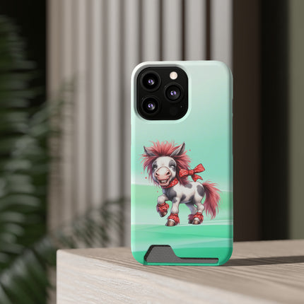 EnchantGuard Phone Case with Card Holder: Style Meets Functionality - Horse