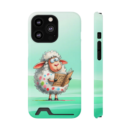 EnchantGuard Phone Case with Card Holder: Style Meets Functionality - Sheep