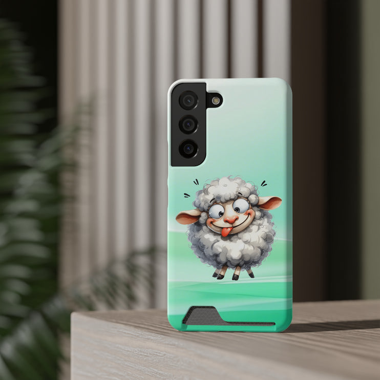 EnchantGuard Phone Case with Card Holder: Style Meets Functionality - Sheep