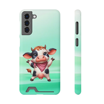 EnchantGuard Phone Case with Card Holder: Style Meets Functionality - Cow