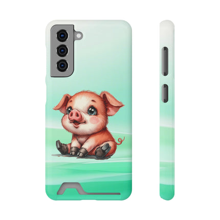 EnchantGuard Phone Case with Card Holder: Style Meets Functionality - Pig