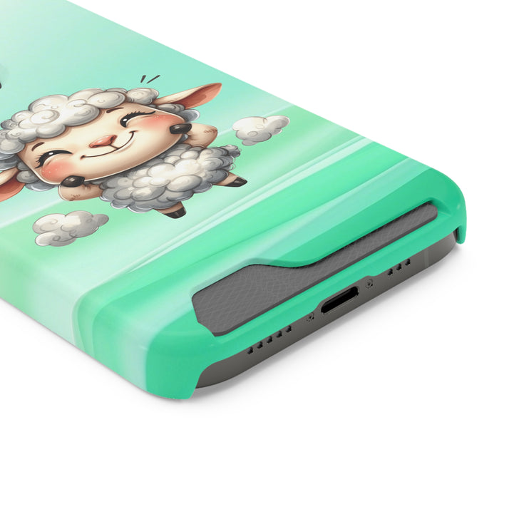 EnchantGuard Phone Case with Card Holder: Style Meets Functionality - Sheep