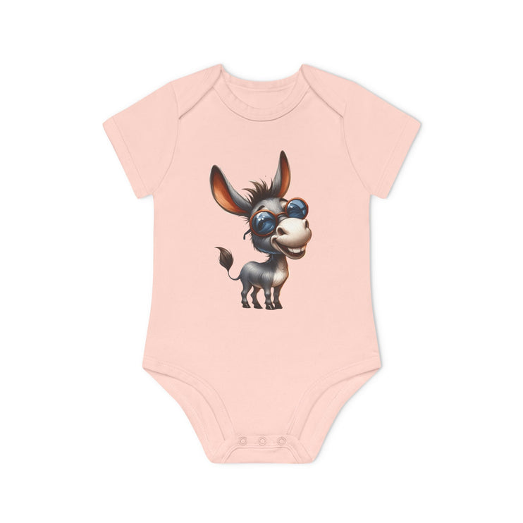 SnuggleNest Organic Baby Bodysuit (Short Sleeves) Donkey