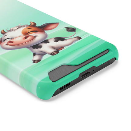 EnchantGuard Phone Case with Card Holder: Style Meets Functionality - Cow