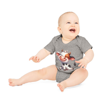 SnuggleNest Organic Baby Bodysuit (Short Sleeves)  Cow