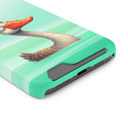 EnchantGuard Phone Case with Card Holder: Style Meets Functionality - Swan