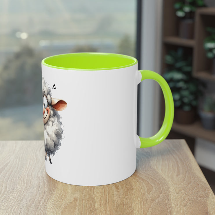 Harmony Two-Tone Coffee Mug: Sip in Style, Revel in Comfort - Sheep