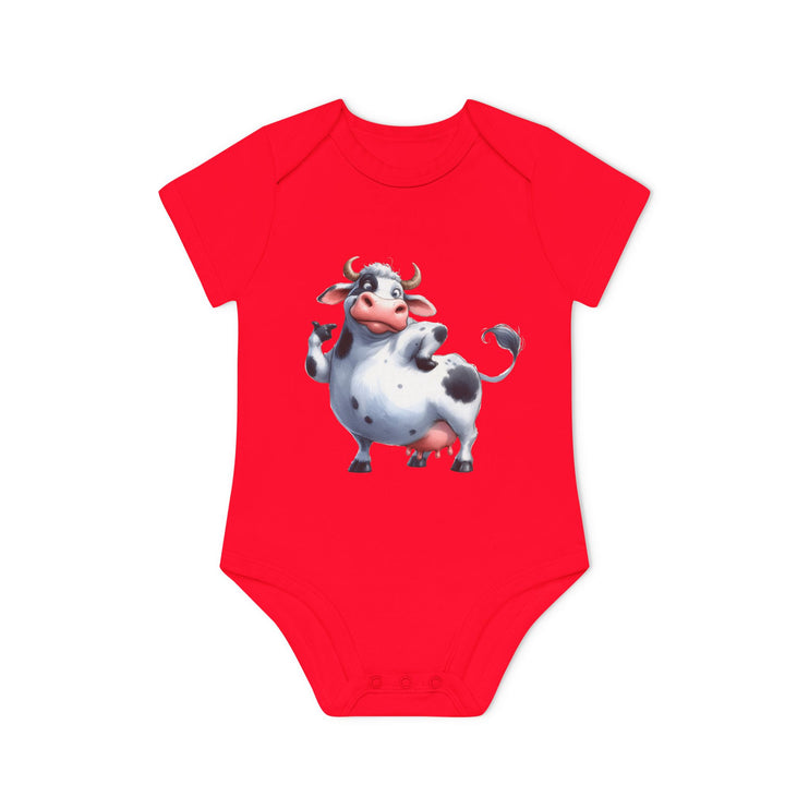 SnuggleNest Organic Baby Bodysuit (Short Sleeves) Cow