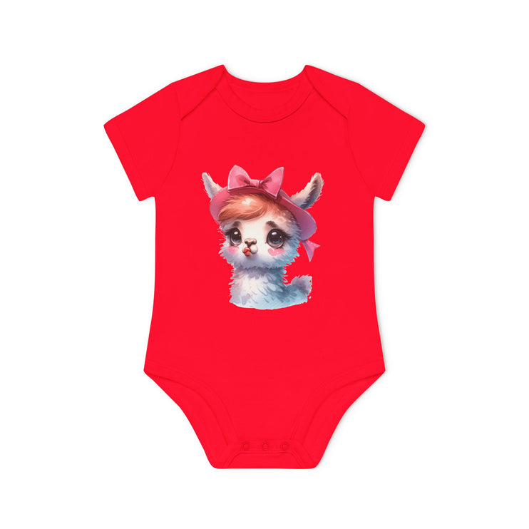 SnuggleNest Organic Baby Bodysuit (Short Sleeves) Lama