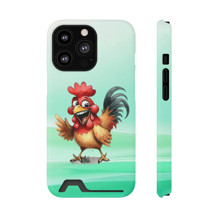 EnchantGuard Phone Case with Card Holder: Style Meets Functionality - Rooster