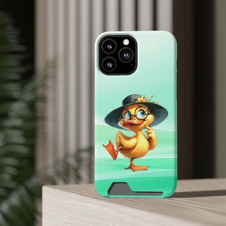 EnchantGuard Phone Case with Card Holder: Style Meets Functionality - Duck