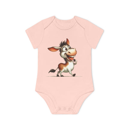 SnuggleNest Organic Baby Bodysuit (Short Sleeves) Donkey