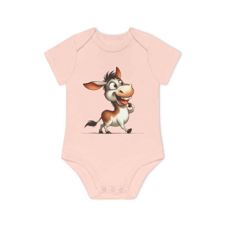 SnuggleNest Organic Baby Bodysuit (Short Sleeves) Donkey