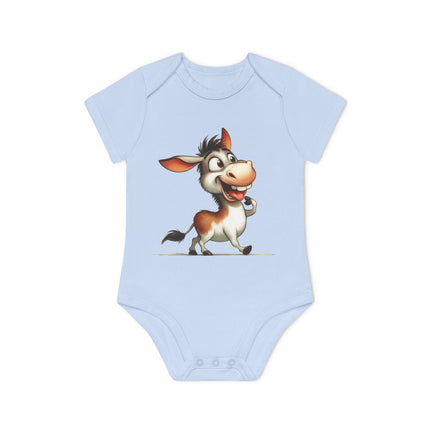 SnuggleNest Organic Baby Bodysuit (Short Sleeves) Donkey