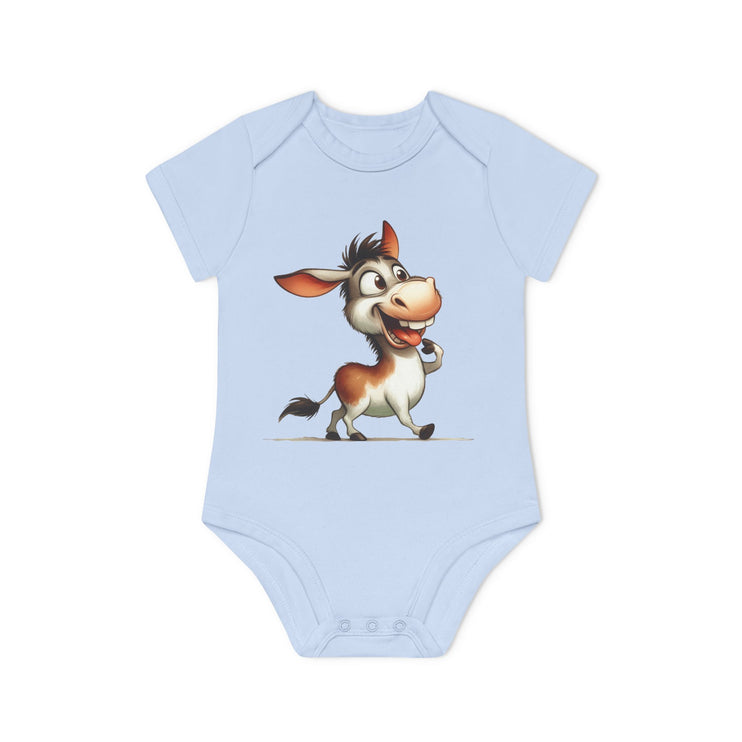 SnuggleNest Organic Baby Bodysuit (Short Sleeves) Donkey