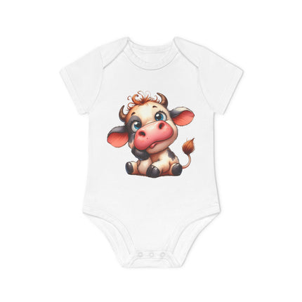 SnuggleNest Organic Baby Bodysuit (Short Sleeves) Cow