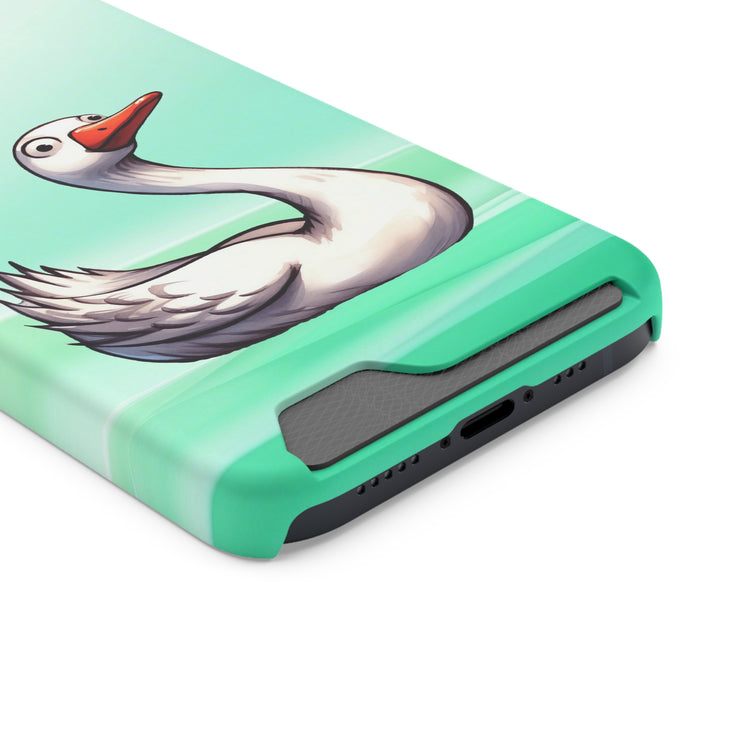 EnchantGuard Phone Case with Card Holder: Style Meets Functionality - Swan