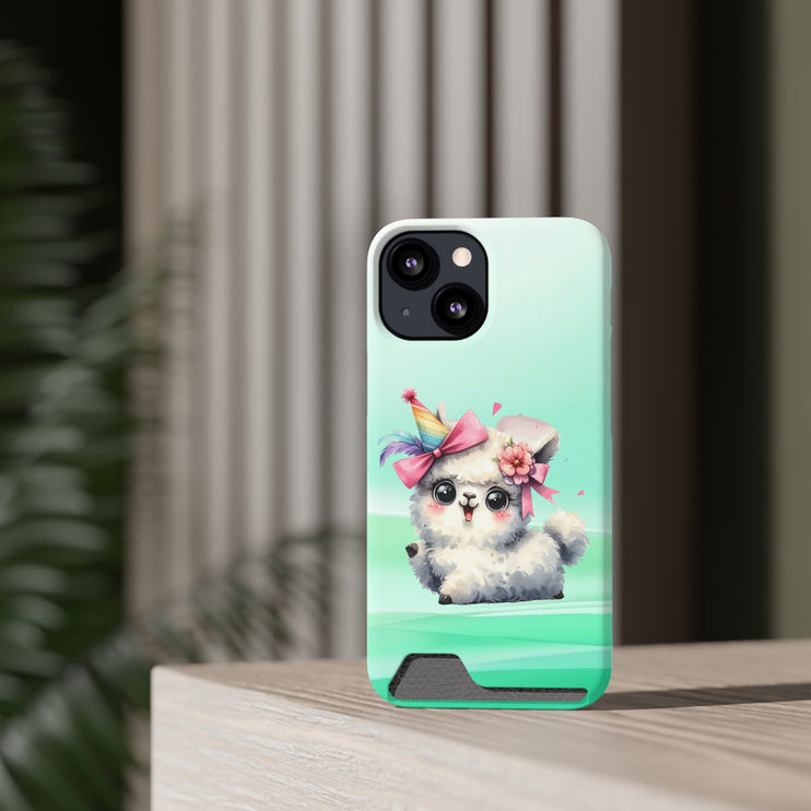 EnchantGuard Phone Case with Card Holder: Style Meets Functionality - Sheep